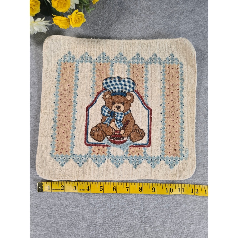 Vintage Teddy Bear Dish Towel Cotton Kitchen Works Cottagecore Gingham Grandma - Picture 4 of 8